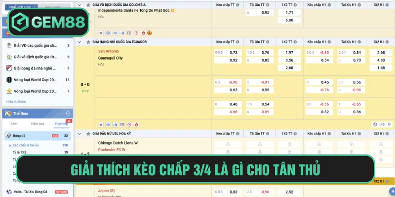 Giải thích kèo chấp 3/4 là gì cho tân thủ