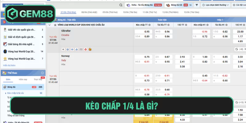 Kèo chấp 1/4 là gì?