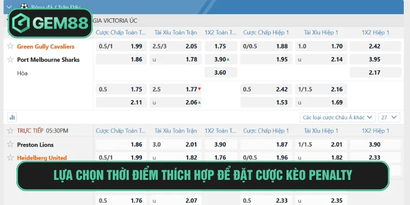 Lựa chọn thời điểm thích hợp để đặt cược kèo penalty