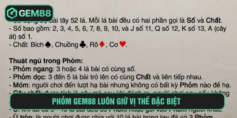 Phỏm GEM88 luôn giữ vị thế đặc biệt