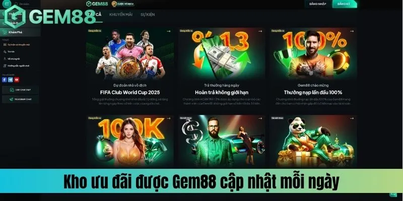 Kho ưu đãi được Gem88 cập nhật mỗi ngày cho người chơi