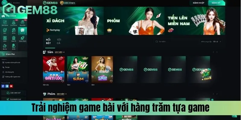 Trải nghiệm sảnh game bài với hàng trăm tựa game hấp dẫn